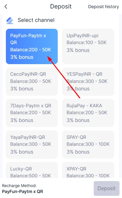 Select the channel you want to use